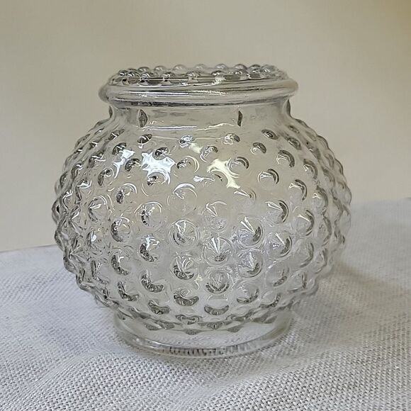 VINTAGE MCM HALLWAY LIGHT FIXTURE GLOBE SHADE CLEAR HOBNAIL HOLLYWOOD REGENCY - Picture 1 of 6